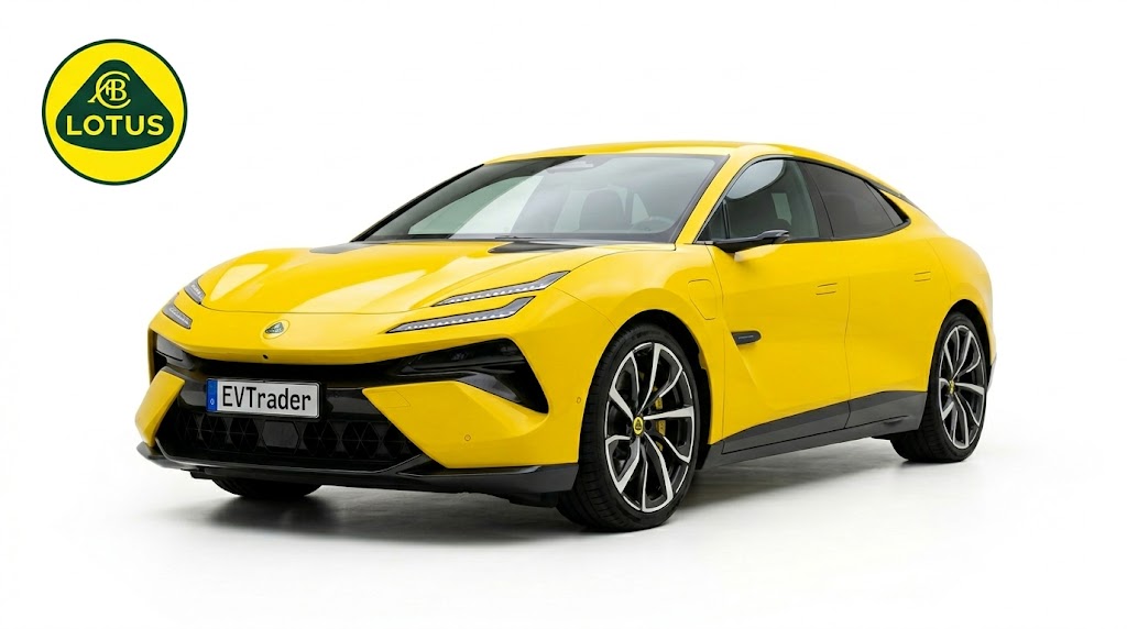 Zijaanzicht van elektrische Lotus Emeya – Ontdek onze zakelijke Operational Lease Deals bij EVTrader®