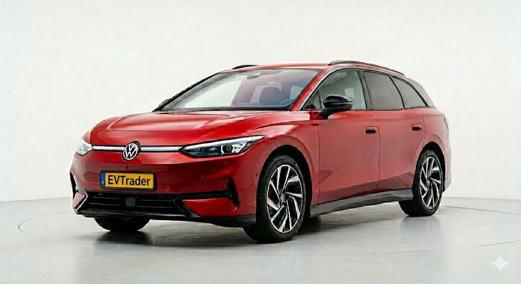 Zijaanzicht van elektrische Volkswagen ID.7 Stationwagon – Ontdek onze zakelijke Operational Lease Deals bij EVTrader®